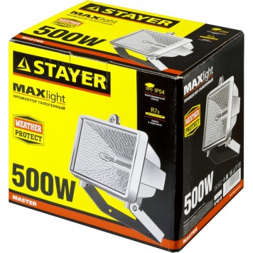 57103-W | Прожектор 500 Вт галогенный, белый, STAYER MAXLIGHT-2