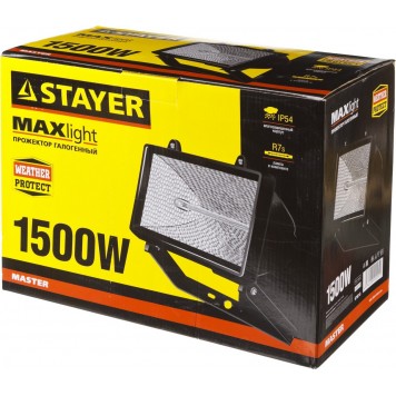 57107-B | Прожектор 1500 Вт галогенный, черный, STAYER MAXLIGHT-2