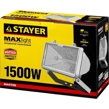 57107-W | Прожектор 1500 Вт галогенный, белый, STAYER MAXLIGHT-2
