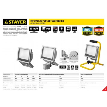 57134-30 | 30 Вт прожектор светодиодный переносной с подставкой, STAYER LED-PRO-2