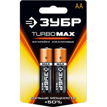 59206-2C | Щелочная батарейка 1.5 В, тип АА, 2 шт, ЗУБР TURBO-MAX-0