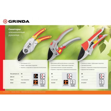 8-423031_z01 | Секатор трансформер, 2 положения: плоскостной и контактный, с алюминиевыми рукоятками, 185мм, GRINDA-2