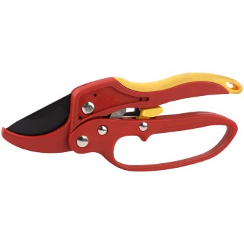 8-423233 | Секатор с 2-комп. ручками, храповый механизм с эфесом, округл. лезвие, макс. диаметр реза - 18мм, 205мм, GRINDA-0