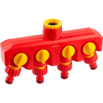 8-426313_z01 | Распределитель четырехканальный, "резьба внешняя 3/4" x 1" - соединитель", из ударопрочной пластмассы, GRINDA-0