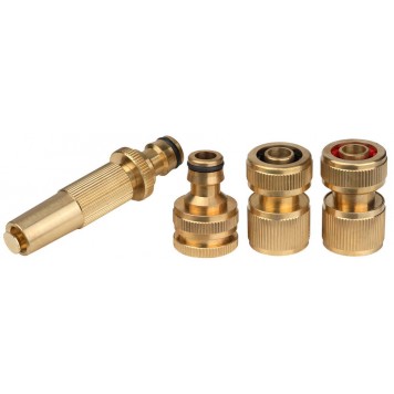 8-427246 | Набор полив латун: наконечник, 2 соединителя, адаптер 1/2"-3/4", 4предм, GRINDA-0