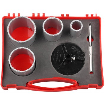 902-2224-H6 | Набор Коронки с карбид-вольфрамовой крошкой, 33; 53; 67; 73мм; 4 предмета, URAGAN-0