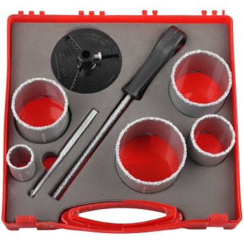 902-2225-H8 | Набор Коронки с карбид-вольфрамовой крошкой, 33; 53; 67; 73; 83мм; 5 предметов, URAGAN-0