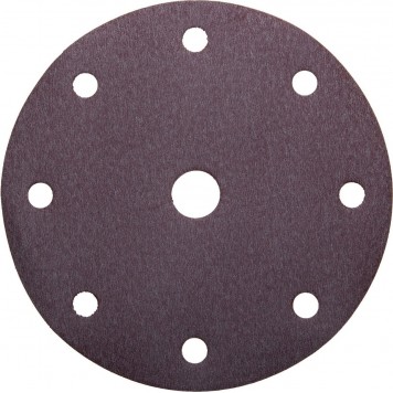 907-44114-240-05 | Круг шлифовальный "Универсальный водостойкий с покрытием стеарата цинка" на липучке, 9 отв., P240, 150мм, 5шт, URAGAN-0