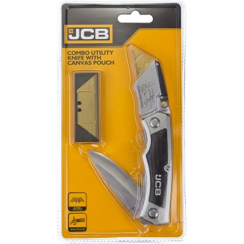 JLC003 | Нож складной многофункц, трапец лезвие, тип "А24", перочин лезвие с серрейтор заточкой, мет корпус, чехол, 5 лезвий, JCB-1