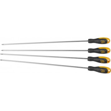 JSD023 | Набор: Отвертки, хромомолибденовая сталь S2, двухкомпонентные рукоятки, магнитный наконечник, 4 предм, JCB-0