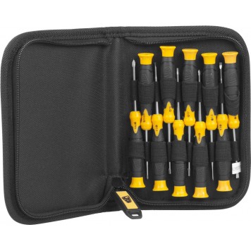 JSD026 | Набор: Отвертки для точных работ, двухкомпонентные рукоятки, CrV cталь, 11 предм, чехол, JCB-0