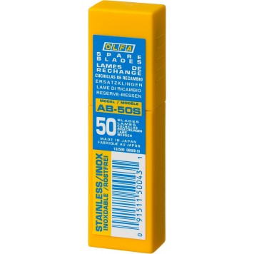 OL-AB-50S | Лезвия сегментированные из нержавеющей стали, 9х80х0,38мм, 13 сегментов, 50шт, OLFA-4