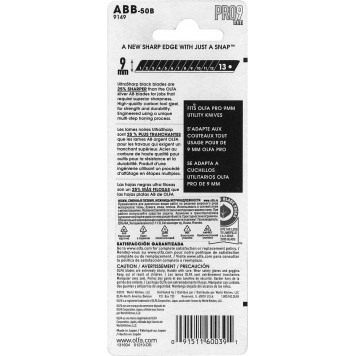 OL-ABB-50B | Лезвия сегментированные BLACK MAX, 9х80х0,38мм, 13 сегментов, 50шт, OLFA-5