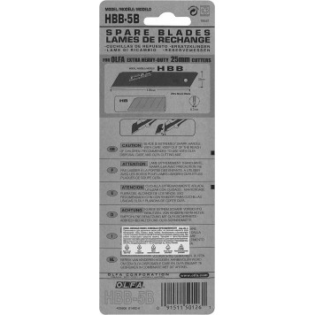 OL-HBB-5B | Лезвие "BLACK MAX" сегментированное, 5шт, 25х126х0,7мм, OLFA-5