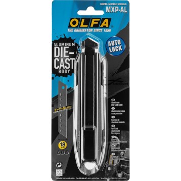 OL-MXP-AL | Нож, X-design, цельная алюминиевая рукоятка, AUTOLOCK фиксатор, 18 мм, OLFA-4