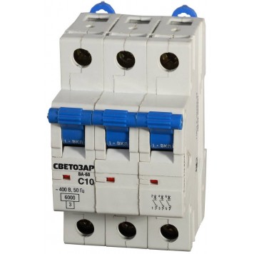 SV-49063-10-C | Выключатель автоматический 3-полюсный, 10 A, "C", откл. сп. 6 кА, 400 В, СВЕТОЗАР-0