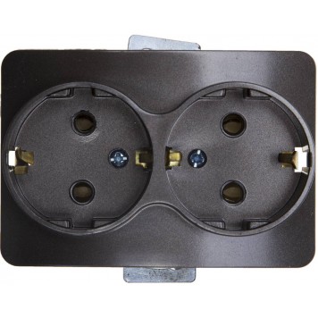SV-54107-DM | Розетка с заземлением, двойная, без вставки и рамки, цвет темно-серый металлик, 16А/~250В, СВЕТОЗАР ГАММА-0