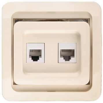 SV-54119-B | Розетка комбинированная, телефонная + компьютерная, цвет бежевый, СВЕТОЗАР ГАММА-0