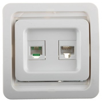 SV-54119-W | Розетка комбинированная, телефонная + компьютерная, цвет белый, СВЕТОЗАР ГАММА-0