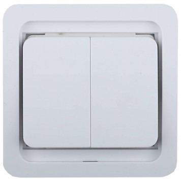 SV-54134-W | Выключатель двухклавишный, без подсветки, цвет белый, 10А/~250В, СВЕТОЗАР ГАММА-0