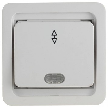 SV-54138-W | Выключатель проходной одноклавишный, с подсветкой, цвет белый, 10А/~250В, СВЕТОЗАР ГАММА-0