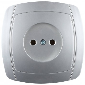 SV-54200-SM | Розетка одинарная в сборе, без заземления, цвет серебристый металлик, 16А/~250В, СВЕТОЗАР АКЦЕНТ-0