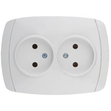 SV-54202-W | Розетка двойная в сборе, без заземления, цвет белый, 16А/~250В, СВЕТОЗАР CITY LIGHT-0