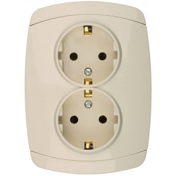 SV-54207-B | Розетка двойная в сборе, с заземлением, цвет бежевый, 16А/~250В, СВЕТОЗАР CITY LIGHT-0