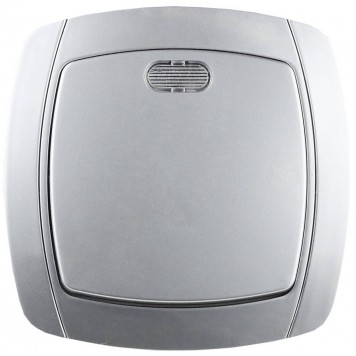 SV-54231-SM | Выключатель одноклавишный в сборе, с подсветкой, цвет серебристый металлик, 10А/~250В, СВЕТОЗАР АКЦЕНТ-0