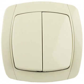 SV-54234-B | Выключатель двухклавишный в сборе, бежевый, 10А/~250В, СВЕТОЗАР CITY LIGHT-0