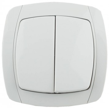 SV-54234-W | Выключатель двухклавишный в сборе, белый, 10А/~250В, СВЕТОЗАР CITY LIGHT-0