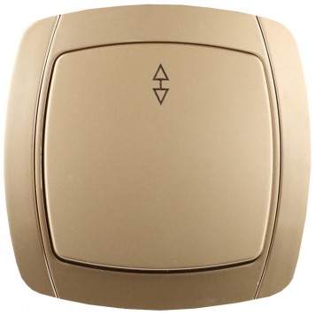 SV-54237-GM | Выключатель проходной одноклавишный в сборе, цвет золотой металлик, 10А/~250В, СВЕТОЗАР АКЦЕНТ-0