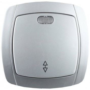 SV-54238-SM | Выключатель проходной одноклавишный в сборе, с подсветкой, цвет серебристый металлик, 10А/~250В, СВЕТОЗАР АКЦЕНТ-0