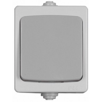 SV-54332-W | Выключатель одноклавишный, IP44, цвет серо-белый, 10А/~250В, СВЕТОЗАР АВРОРА-0