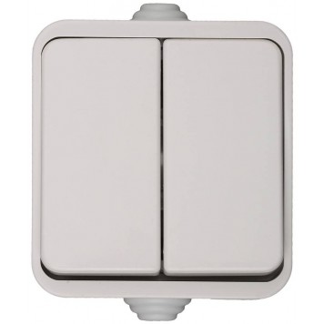 SV-54334-W | Выключатель двухклавишный, цвет белый, 10А/~250В, СВЕТОЗАР БАТТЕРФЛЯЙ-0