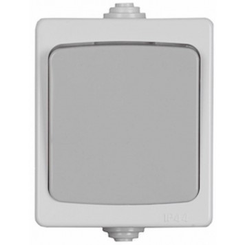 SV-54340-W | Выключатель проходной, одноклавишный, IP44, цвет серо-белый, 10А/~250В, СВЕТОЗАР АВРОРА-0