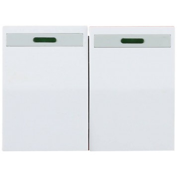SV-54435-W | Выключатель двухклавишный, с эффектом свечения, без вставки и рамки, цвет белый, 10A/~250B, СВЕТОЗАР ЭФФЕКТ-0