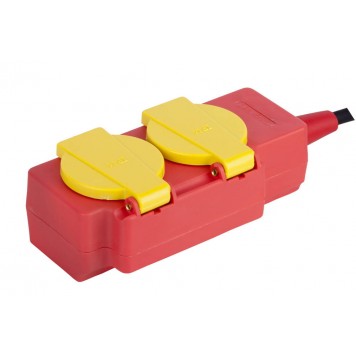 SV-55024-5 | Удлинитель силовой, 5 м, 3500 Вт, 2 гнезда, с крышками, ПВС 3x1 мм2, СВЕТОЗАР СТРОИТЕЛЬ-0