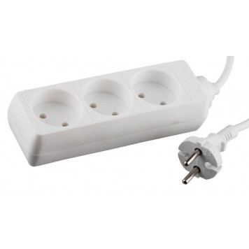 SV-55031-2 | Удлинитель электрический: 3 гнезда, евророзетка, макс.мощность1500Вт, сеч. провода 0,75 кв.мм, 2м, СВЕТОЗАР-0