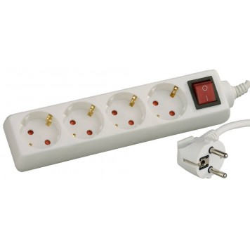 SV-55045-5 | Удлинитель электрический с заземлением, выключателем, с защитными шторками, евро, 4 гнезда,5м, СВЕТОЗАР-0