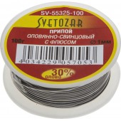 Припой оловянно-свинцовый, 30% Sn / 70% Pb, 100гр, СВЕТОЗАР SV-55325-100