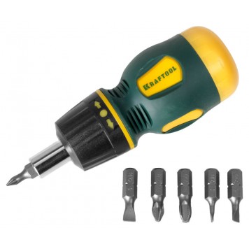 26190-H7 | Набор Отвертка реверсивная, с Cr-V битами, SL: 3; 5; 6 мм, PH № 1; 2; 3,двухкомпонентная рукоятка,7предметов, KRAFTOOL EXPERT-0