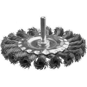 35146-100 | Щетка дисковая для дрели, жгутированная стальная проволока 0,5 мм, d=100 мм, MIRAX-0