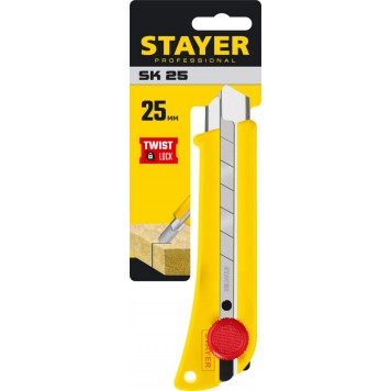 09173_z01 | Нож с винтовым фиксатором SK-25, сегмент. лезвия 25 мм, усиленный корпус, STAYER-1