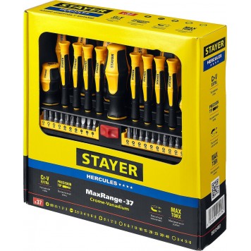 25312-H37 | Набор слесарных отверток, отверток для точных работ, бит на подставке, STAYER-1