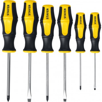 25055-H6_z03 | Набор: Отвертки, Cr-V, эргономичная двухкомпонентная рукоятка, 6 предметов, STAYER HERCULES-0
