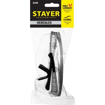 2-110431_z01 | Прозрачные, очки защитные открытого типа, мягкие двухкомпонентные дужки., STAYER HERCULES-1