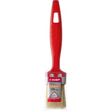 01015-038 | Кисть плоская натуральная щетина, пластмассовая ручка, 1,5"/38мм, ЗУБР СТАНДАРТ-3