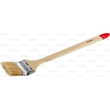 01041-075 | Кисть радиаторная угловая, светлая натуральная щетина, деревянная ручка, 75мм, ЗУБР МАСТЕР-0