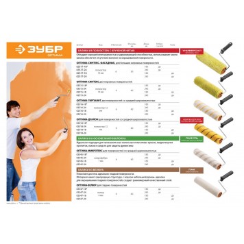 02517-24 | Ролик фасадный, все виды ЛКМ, для неровных поверхностей, полиэстр, ворс 18 мм, бюгель 6 мм, 50х240мм, ЗУБР ОПТИМА-2